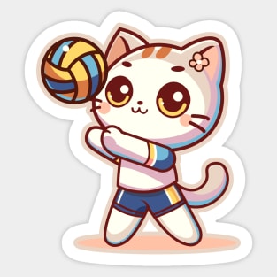 Cute Kitty Volleyball Player Sticker